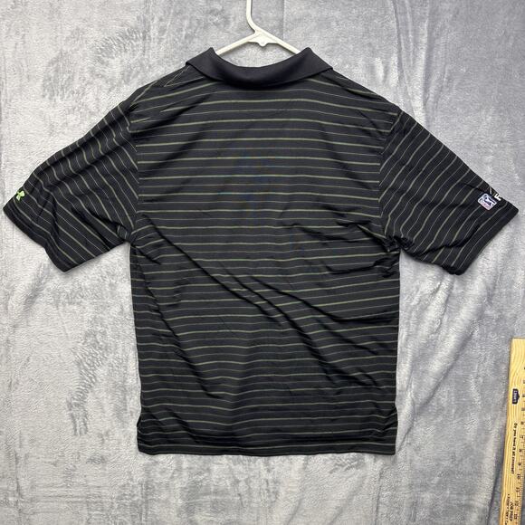 Under Armour Heatgear Polo Shirt Mens SM Greenbrier Classic Black Green Striped - Picture 7 of 9